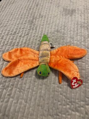 Ty Beanie Baby Glow the Dragonfly Firefly Orange Wings Mint Tags Vintage 2000